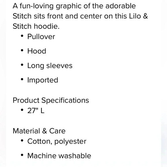 NWT Lilo & STITCH blue graphic long sleeve hoodie VARIOUS SIZES - Picture 4 of 4